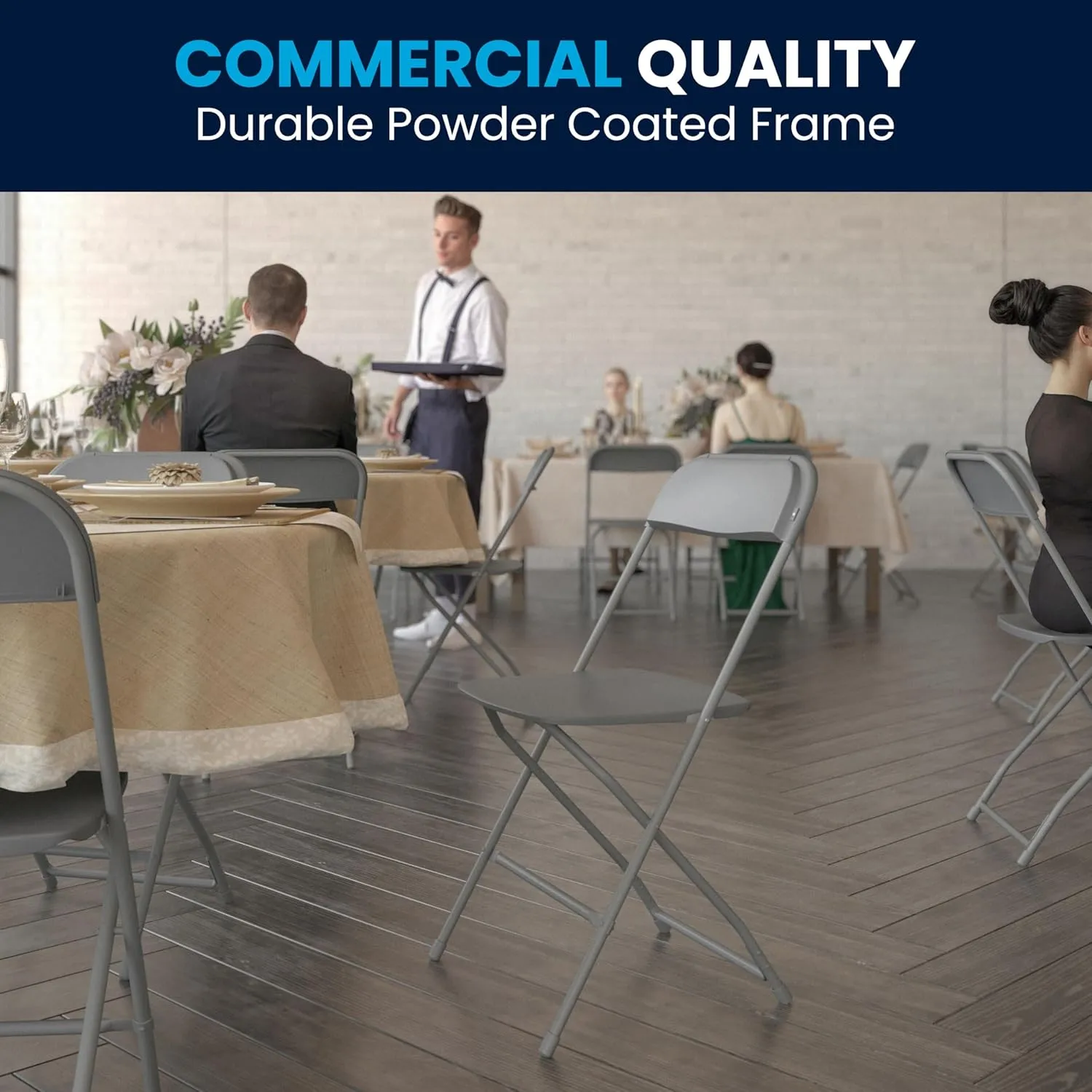 Flash Furniture Hercules Series Commercial-Grade Plastic Folding Chair - 650LB Weight Capacity