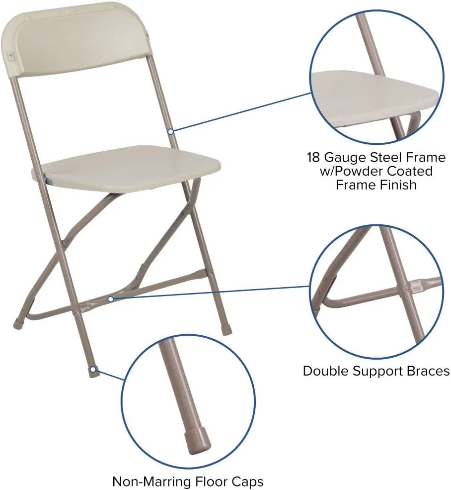 Flash Furniture Hercules Series Commercial-Grade Plastic Folding Chair - 650LB Weight Capacity