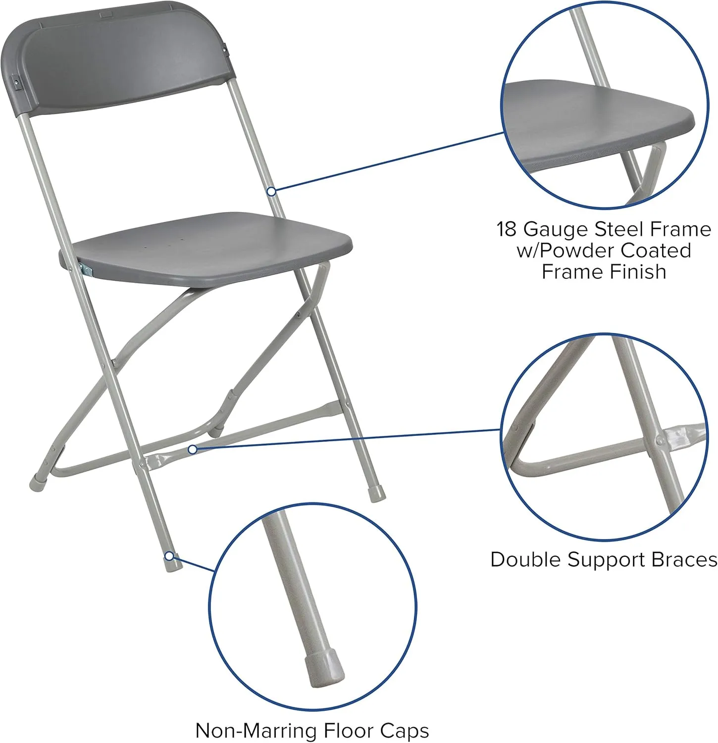 Flash Furniture Hercules Series Commercial-Grade Plastic Folding Chair - 650LB Weight Capacity