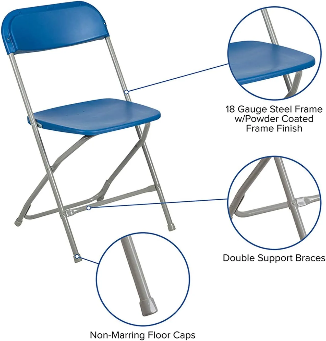 Flash Furniture Hercules Series Commercial-Grade Plastic Folding Chair - 650LB Weight Capacity