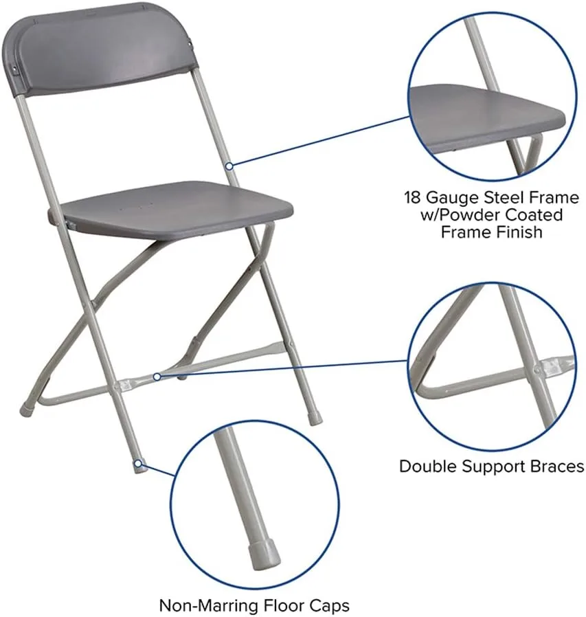 Flash Furniture Hercules Series Commercial-Grade Plastic Folding Chair - 650LB Weight Capacity