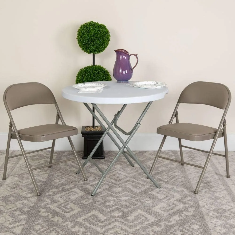 Flash Furniture 4 Pack HERCULES Series Double Braced Gray Vinyl Folding Chair Grey Set of 4