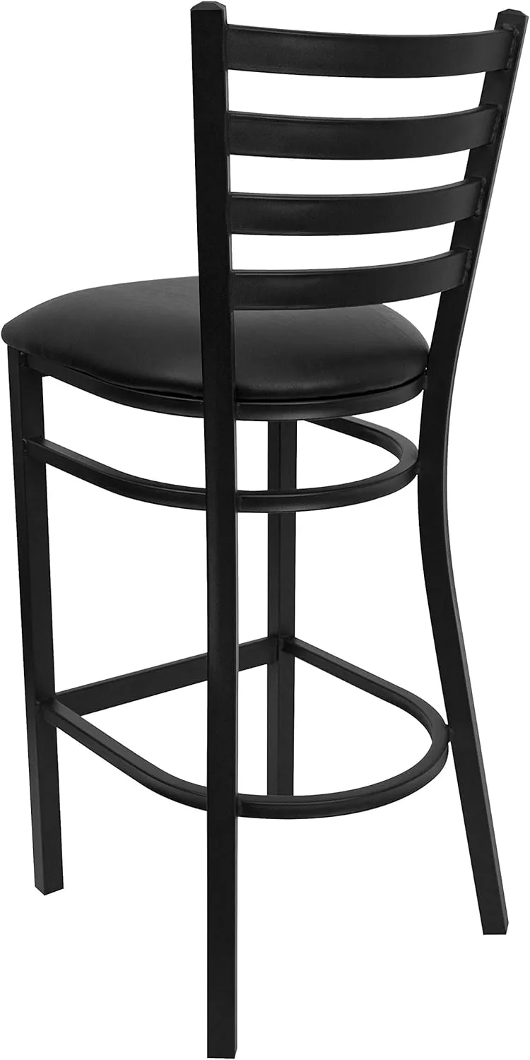 Flash Furniture Hercules Series Ladder Back Metal Restaurant Barstool, Modern Upholstered Armless Bar Height Chair
