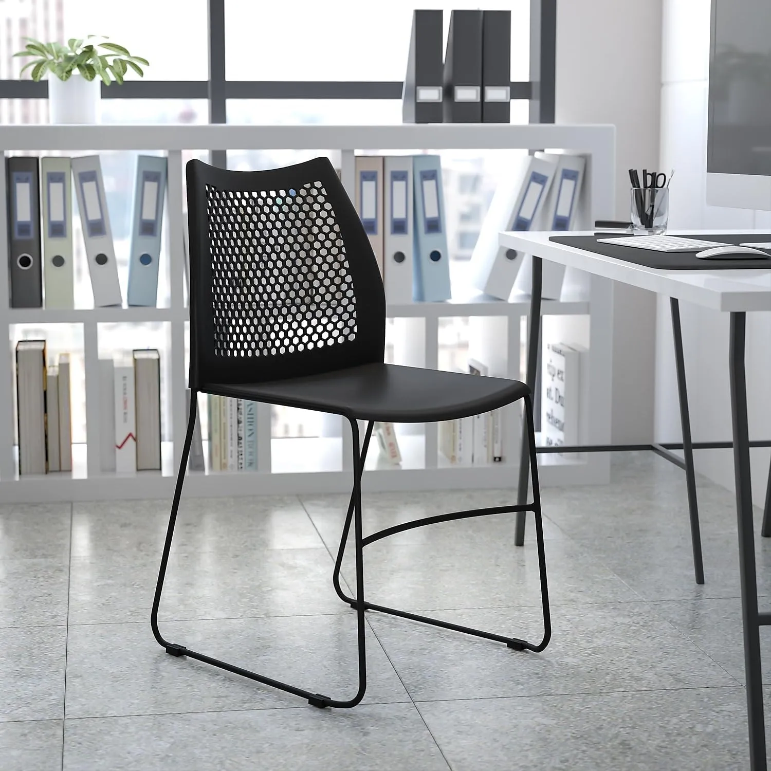 Flash Furniture HERCULES Series 661 lb Capacity Stack Chair with Air-Vent Back and Sled Base