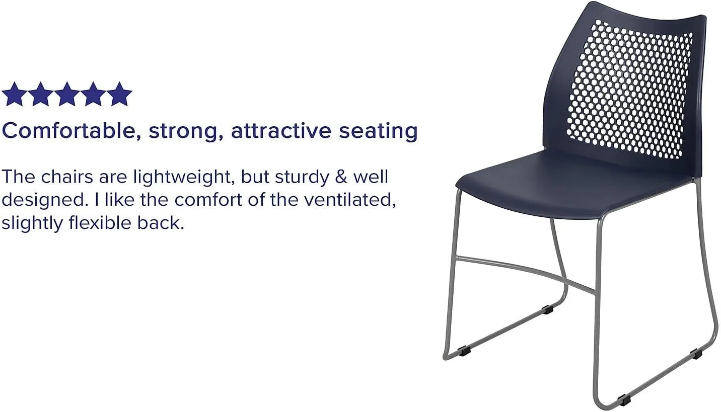 Flash Furniture HERCULES Series 661 lb Capacity Stack Chair with Air-Vent Back and Sled Base