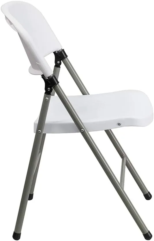 Flash Furniture Hercules Series 330 lb. Capacity White Plastic Folding Chair with Gray Frame