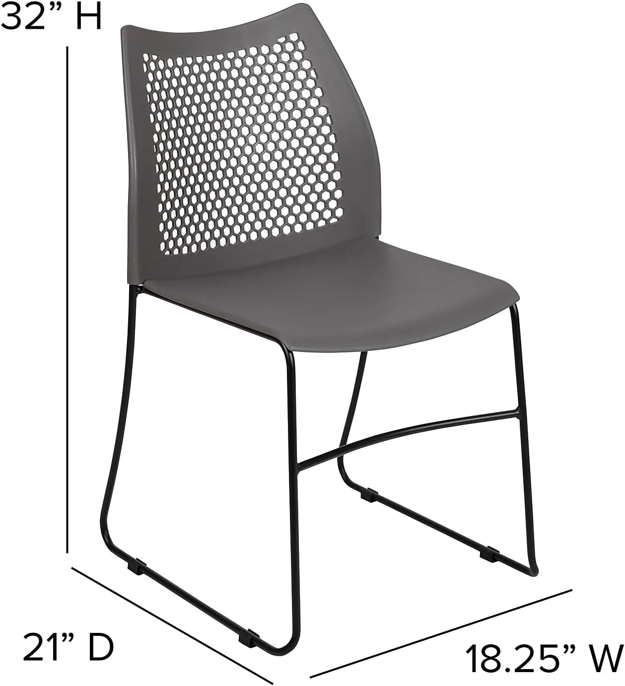Flash Furniture HERCULES Series 661 lb Capacity Stack Chair with Air-Vent Back and Sled Base