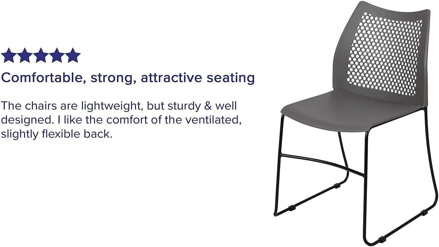 Flash Furniture HERCULES Series 661 lb Capacity Stack Chair with Air-Vent Back and Sled Base