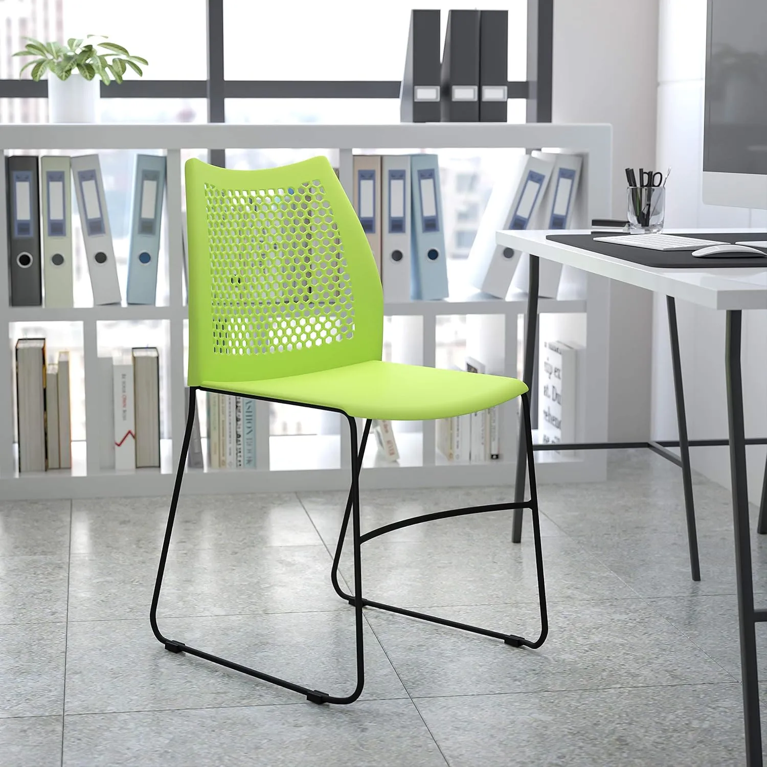 Flash Furniture HERCULES Series 661 lb Capacity Stack Chair with Air-Vent Back and Sled Base