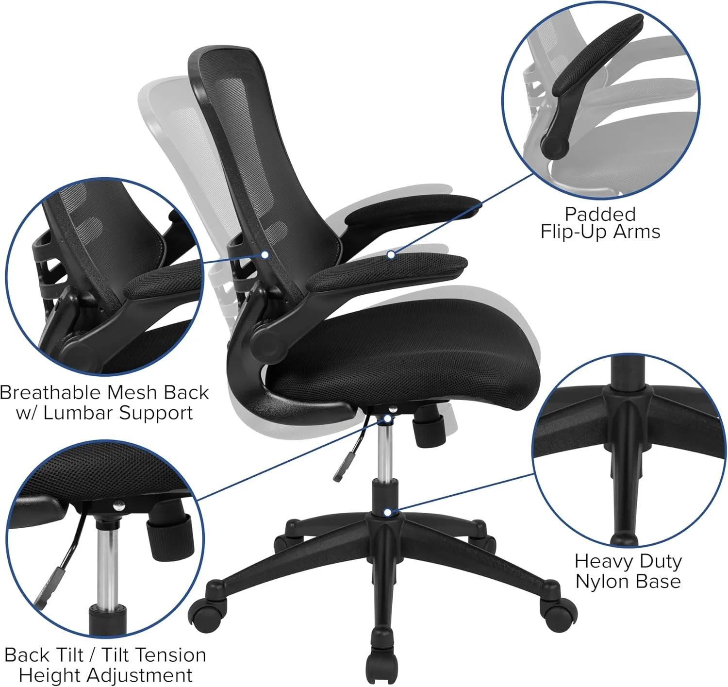 Flash Furniture Kelista Mid-Back Mesh Swivel Office Chair