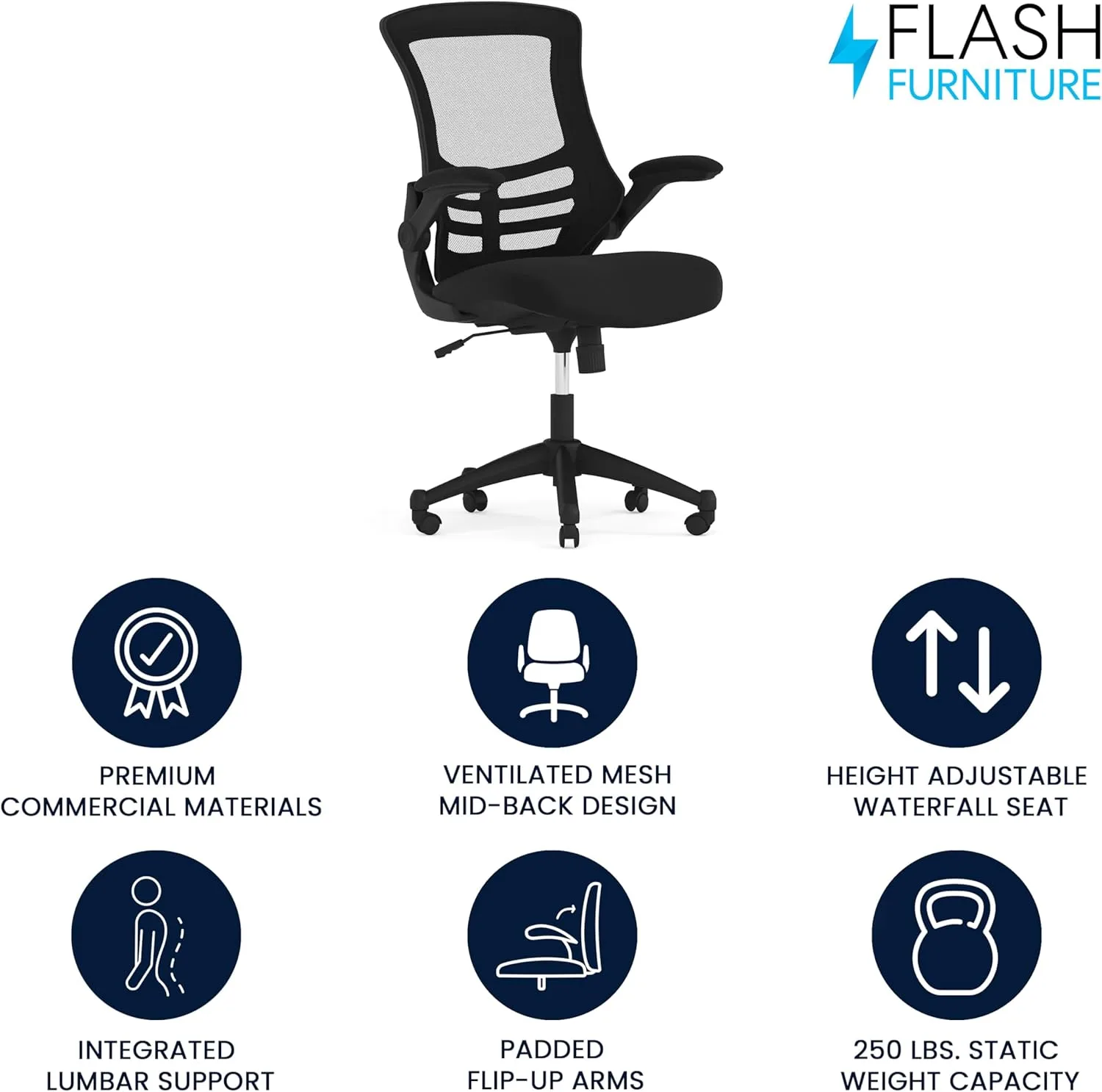 Flash Furniture Kelista Mid-Back Mesh Swivel Office Chair