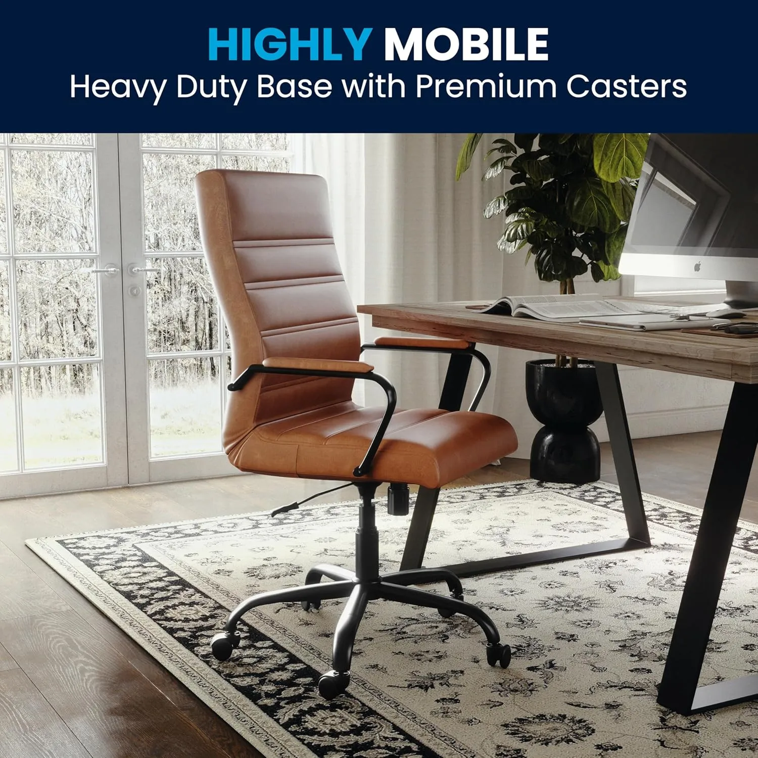 Flash Furniture Whitney Swivel LeatherSoft Desk Chair with Padded Seat and Armrests