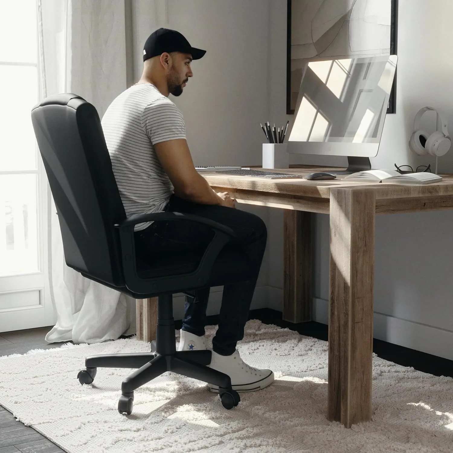 Flash Furniture Coffman Flash Fundamentals Mid-Back LeatherSoft Office and Gaming Chair