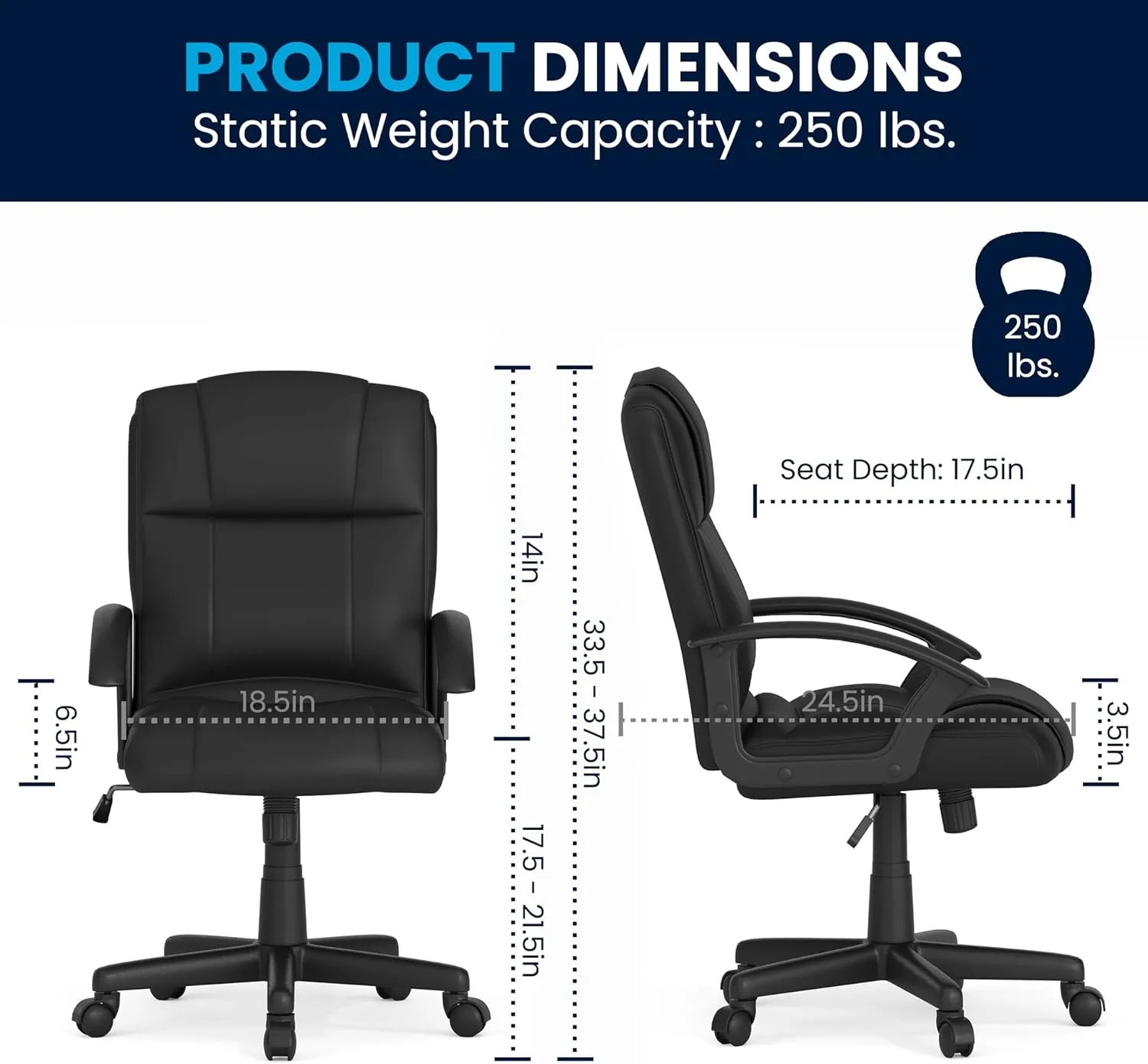 Flash Furniture Coffman Flash Fundamentals Mid-Back LeatherSoft Office and Gaming Chair