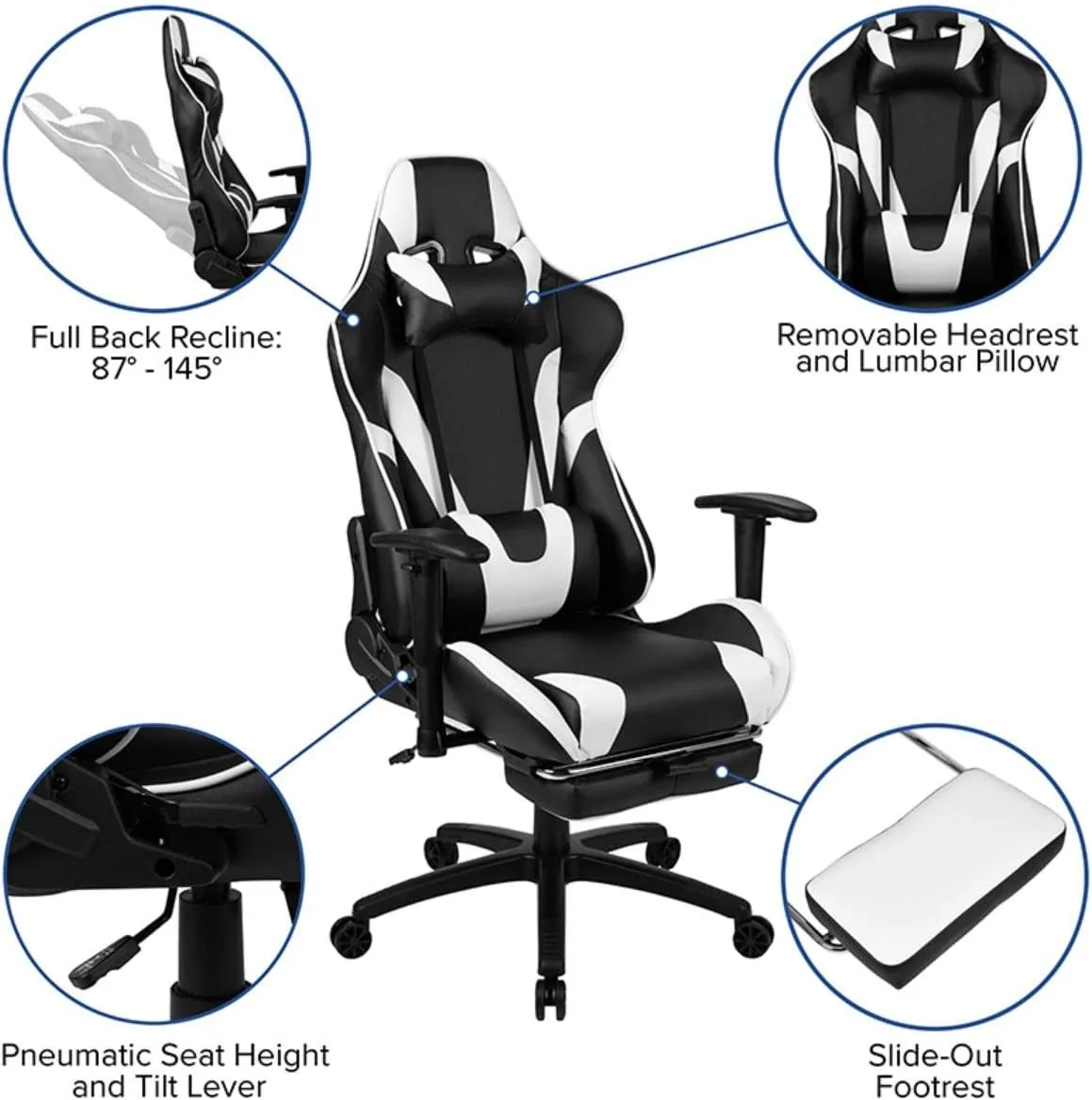 Flash Furniture X20 X30 LeatherSoft Racing Gaming Chair Ergonomic High-Back Computer Chair