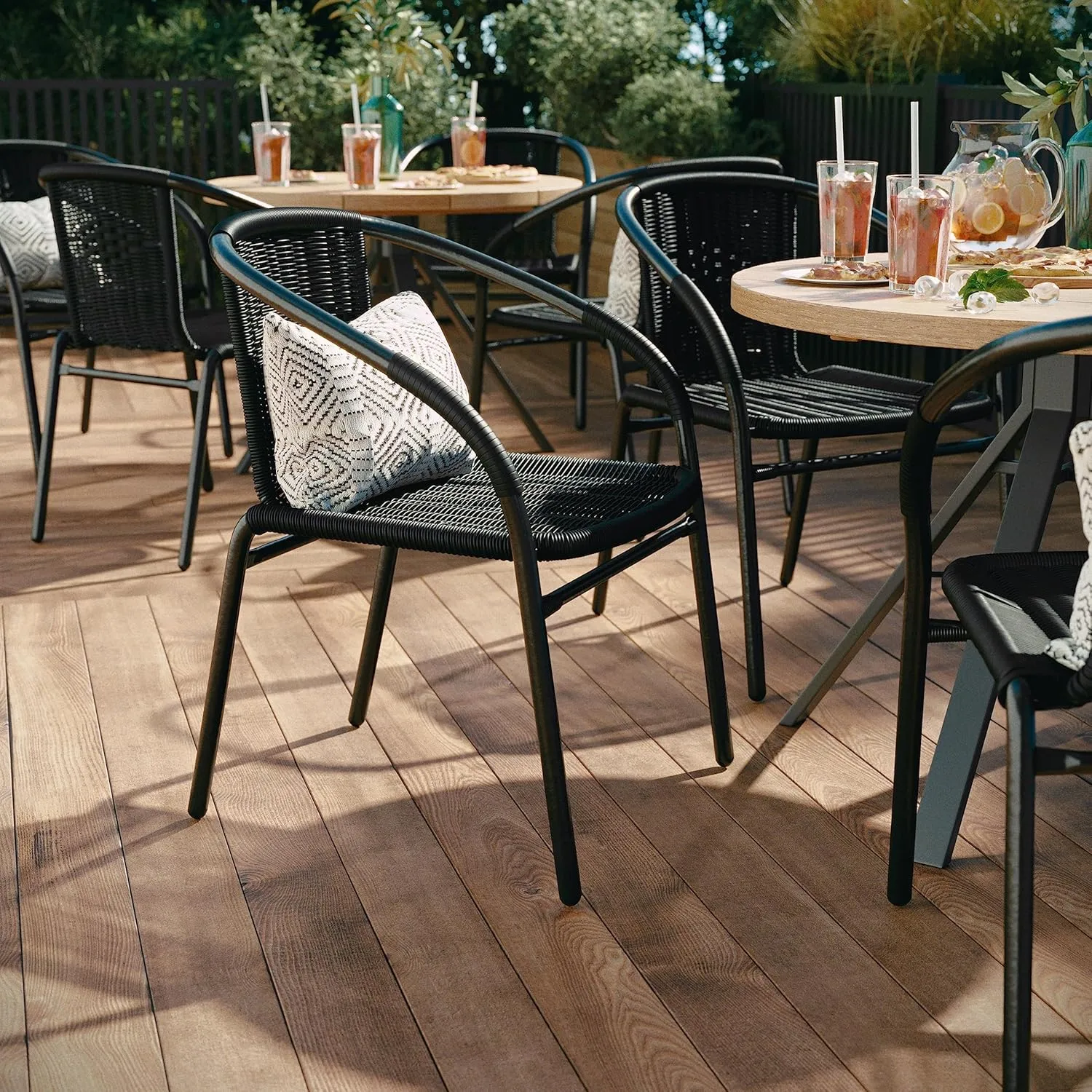 Flash Furniture Lila Rattan Stackable Indoor/Outdoor Dining Chairs