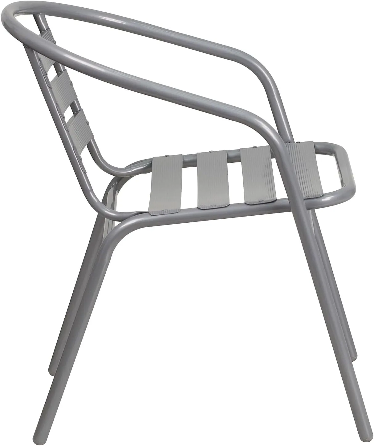 Flash Furniture Lila Silver Metal Restaurant Stack Chair with Aluminum Slats Silver Set of 1