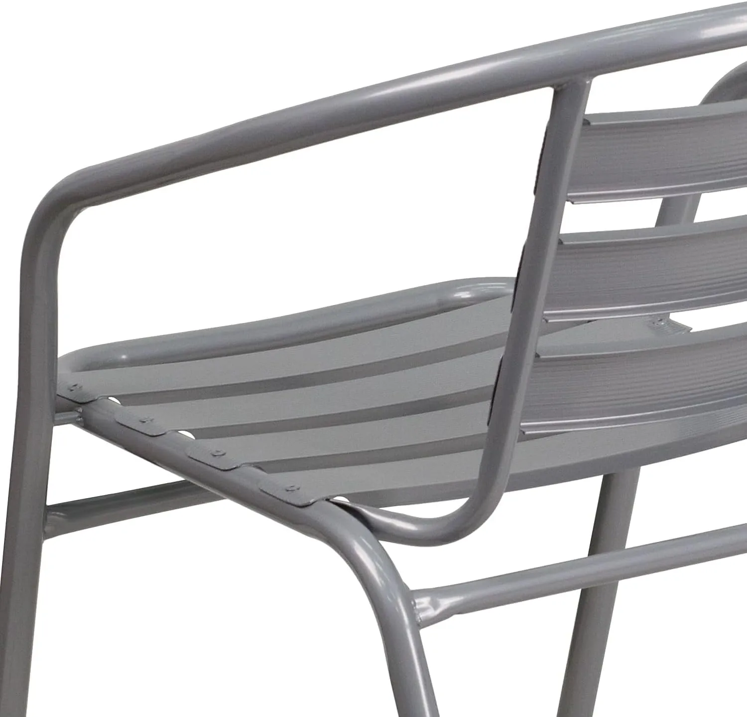 Flash Furniture Lila Silver Metal Restaurant Stack Chair with Aluminum Slats Silver Set of 1