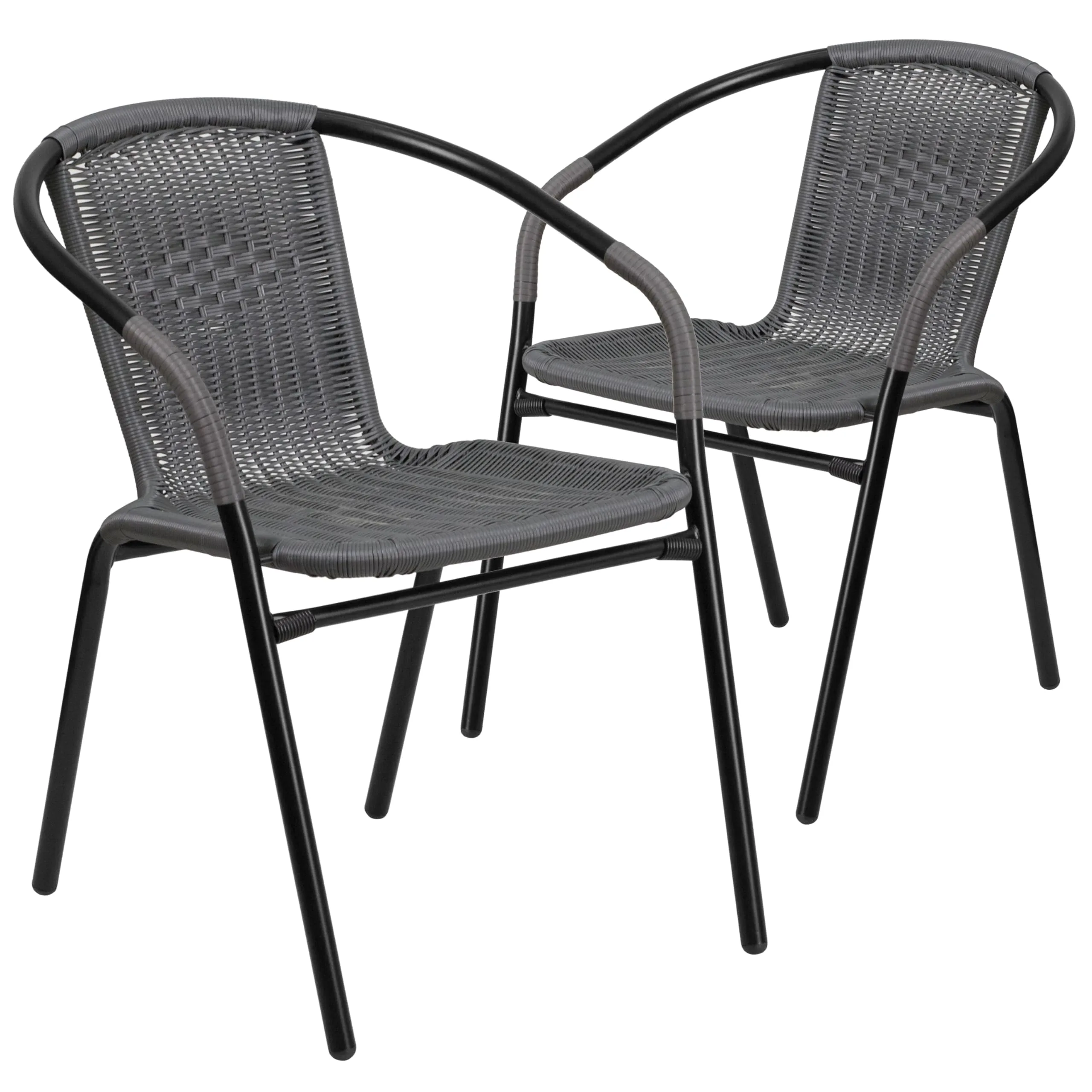 Flash Furniture Lila Rattan Stackable Indoor/Outdoor Dining Chairs