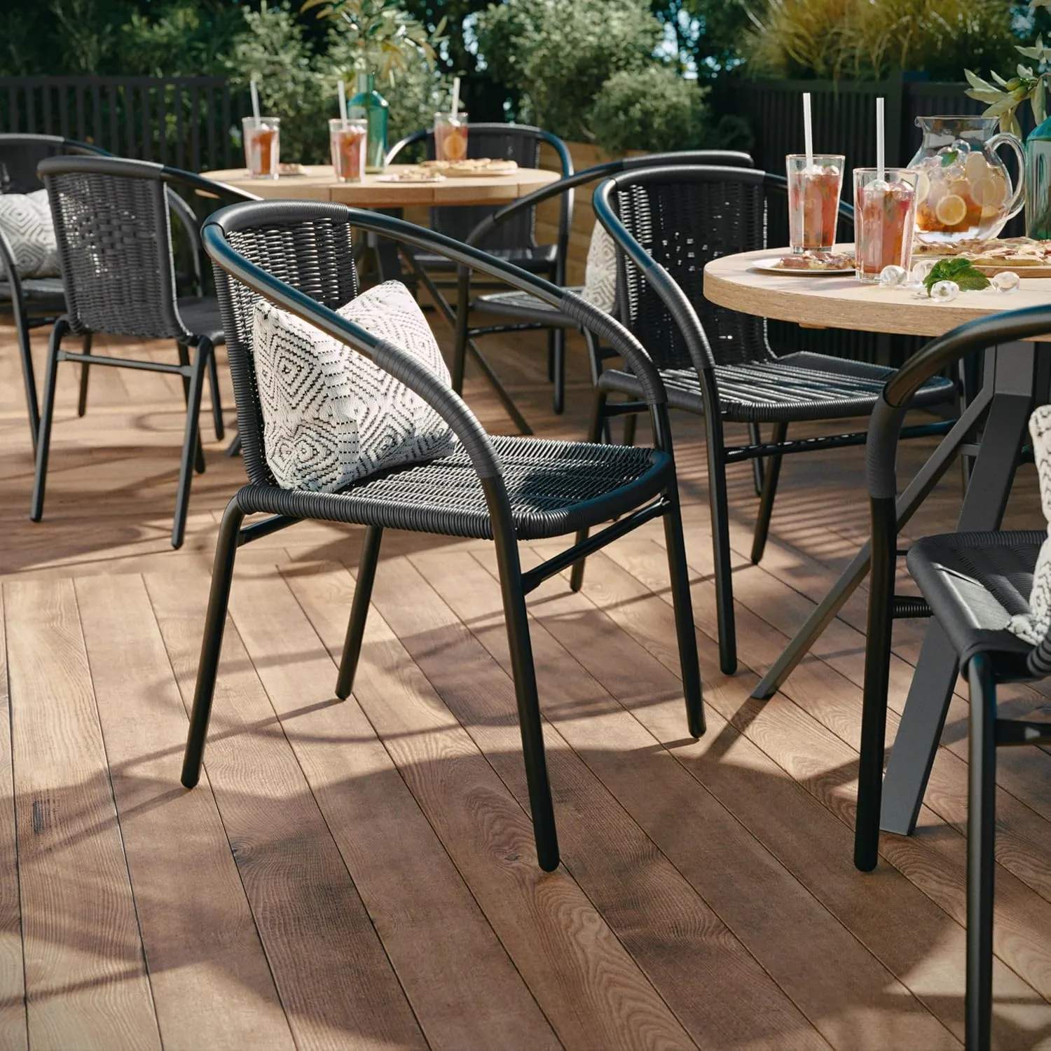 Flash Furniture Lila Rattan Stackable Indoor/Outdoor Dining Chairs