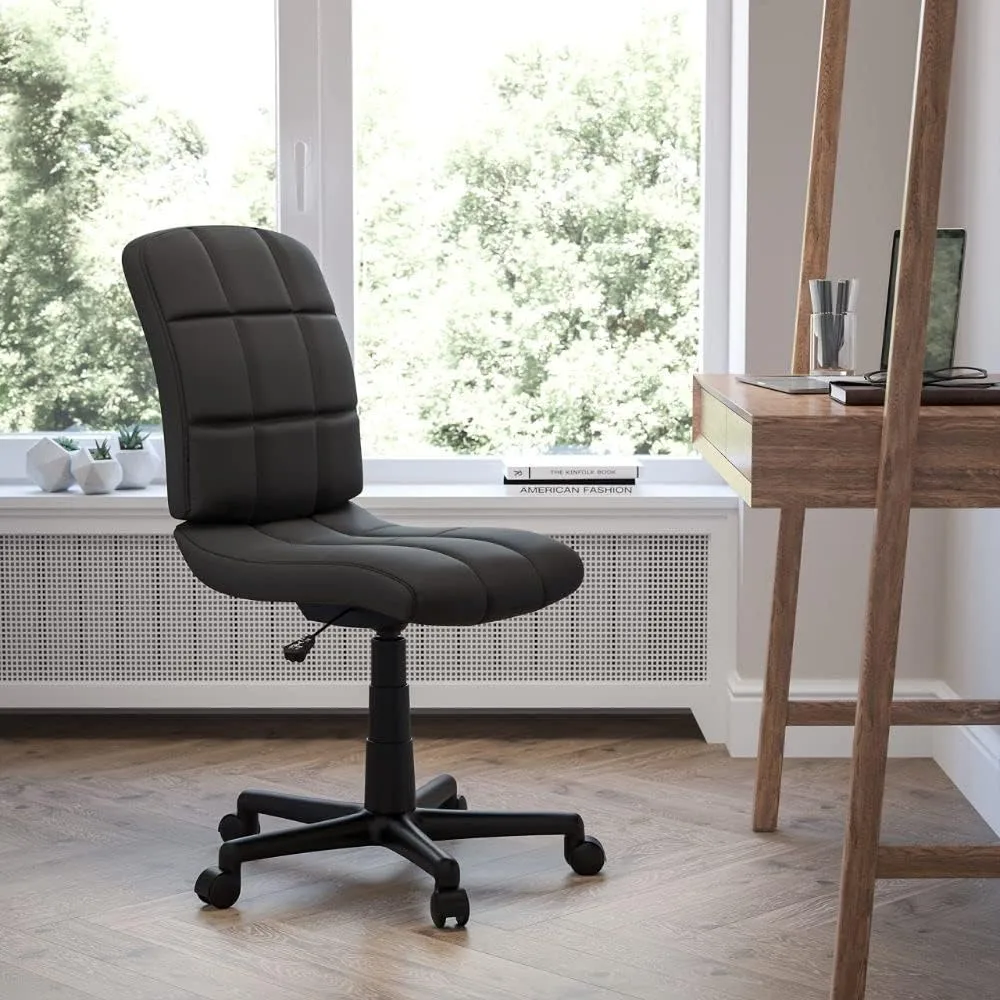 Flash Furniture Clayton Mid-Back Tufted Vinyl Upholstered Swivel Desk Chair with Padded Seat