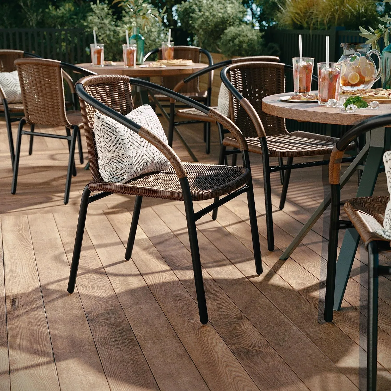 Flash Furniture Lila Rattan Stackable Indoor/Outdoor Dining Chairs