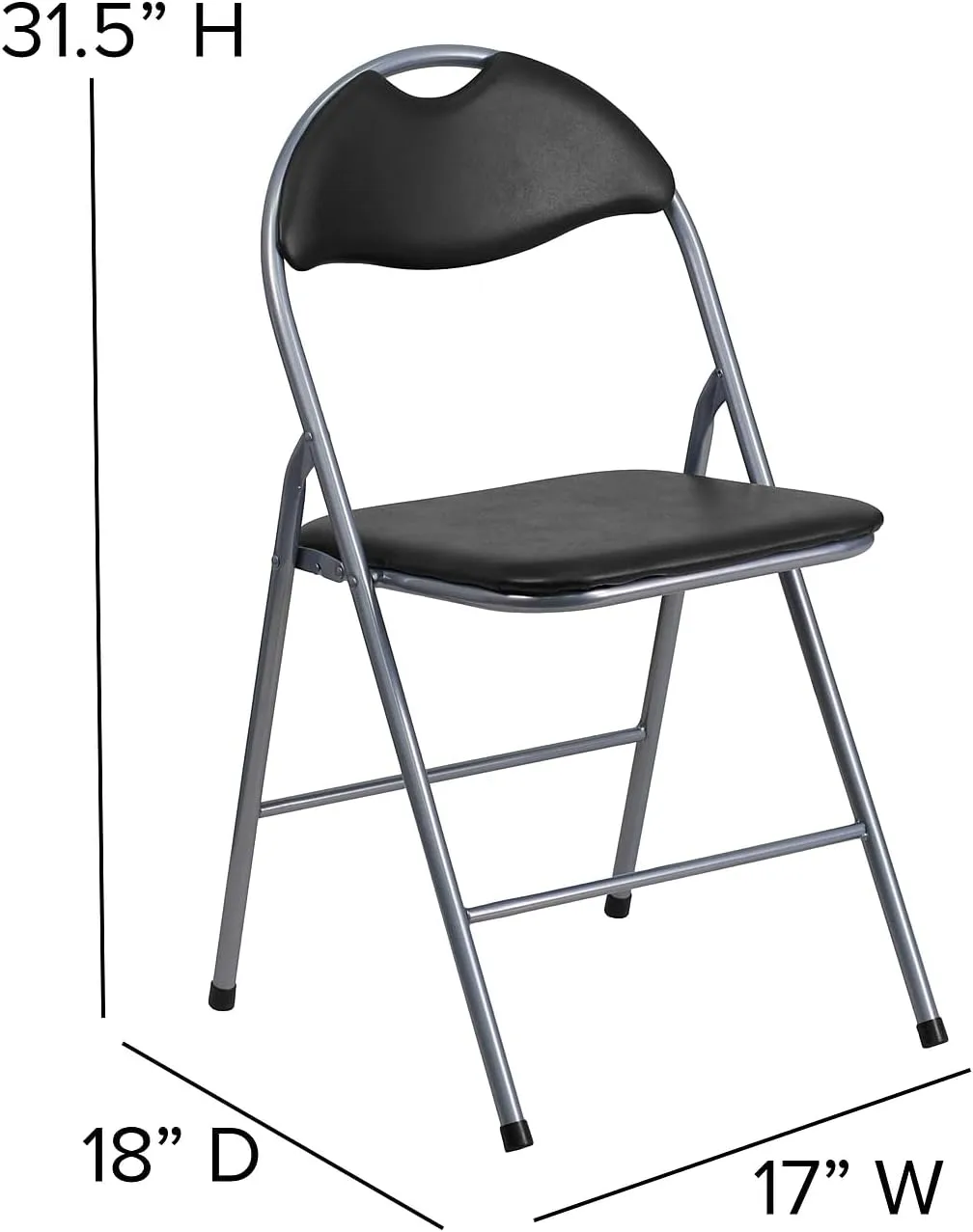 FLASH FURNITURE HERCULES Series Black Vinyl Metal Folding Chair with Carrying Handle