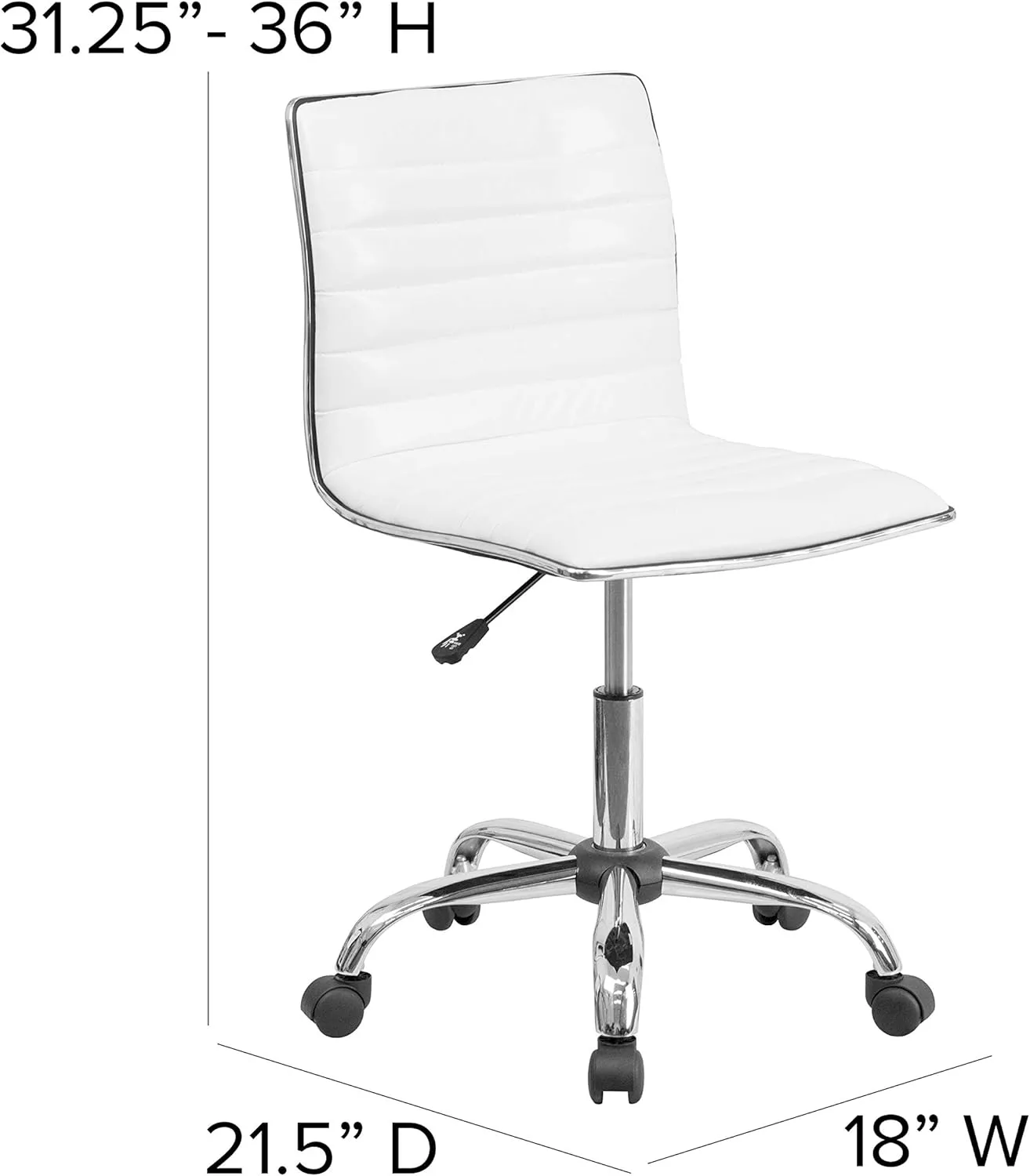 Flash Furniture Alan Low-Back Ribbed Upholstered Vinyl Swivel Desk Chair with Padded Seat