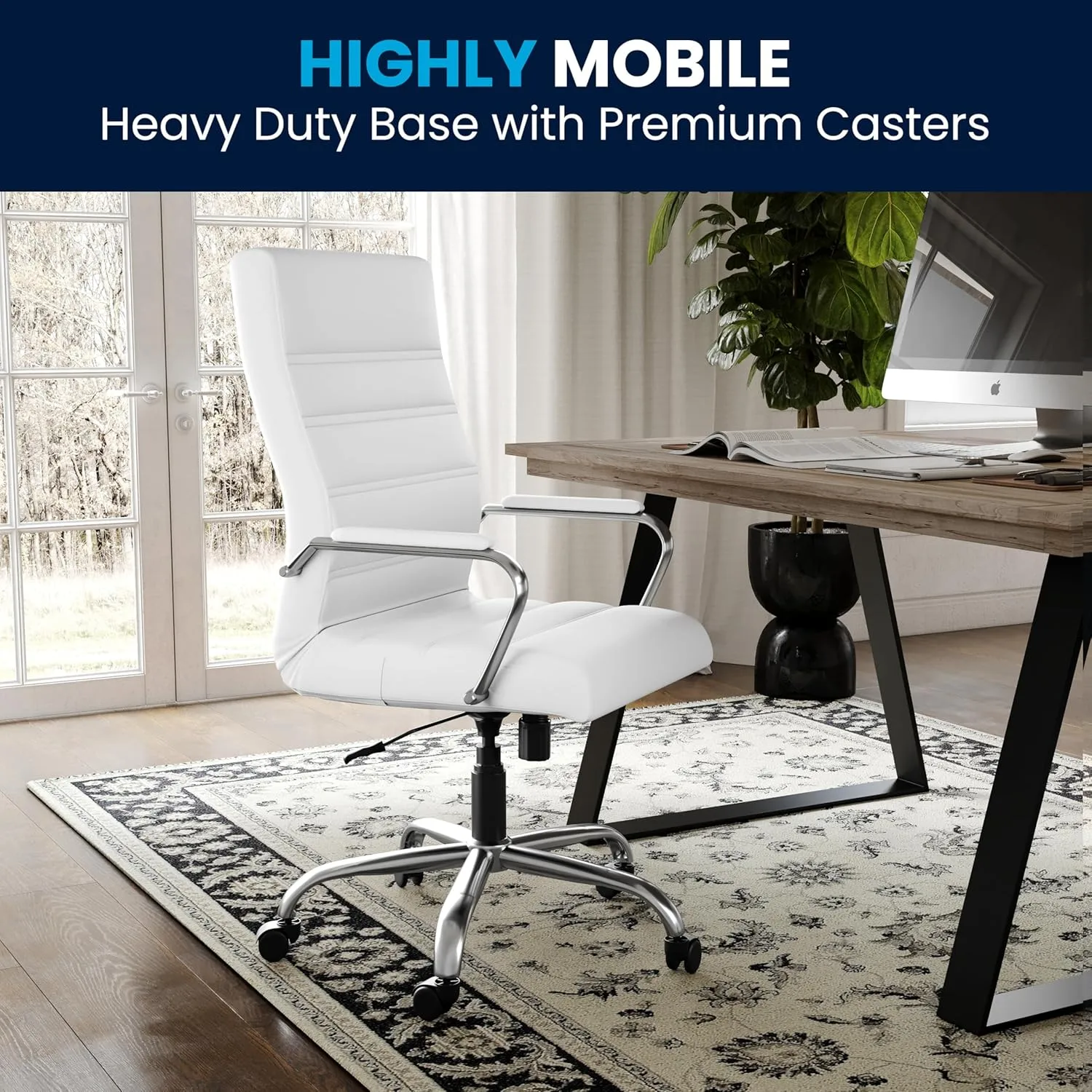 Flash Furniture Whitney Swivel LeatherSoft Desk Chair with Padded Seat and Armrests
