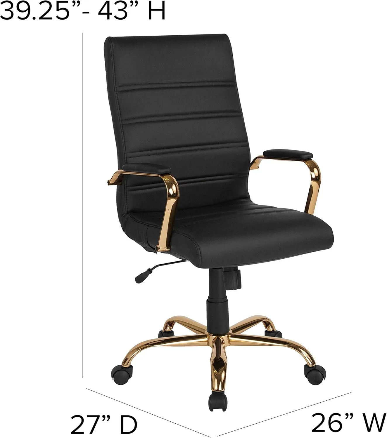 Flash Furniture Whitney Swivel LeatherSoft Desk Chair with Padded Seat and Armrests
