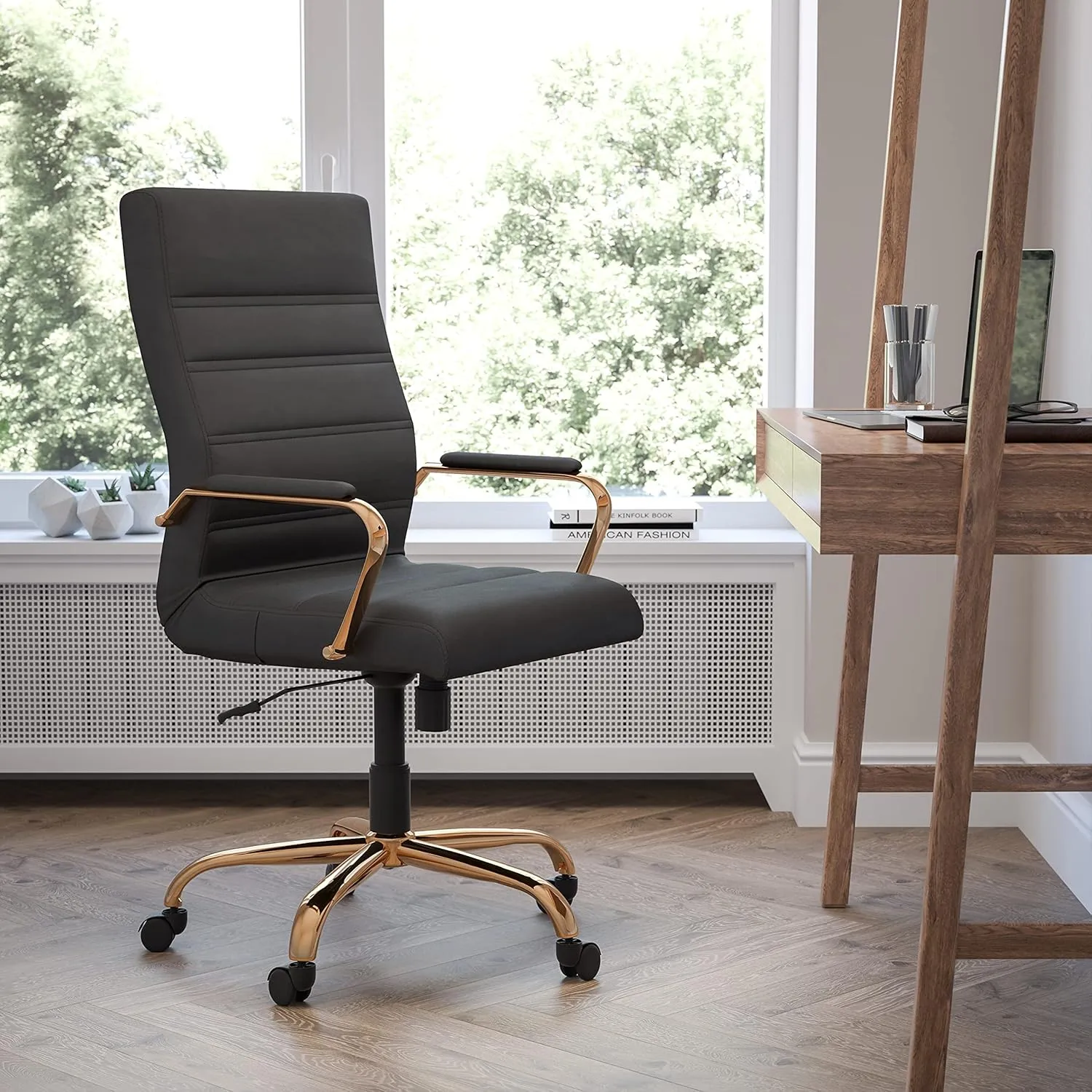Flash Furniture Whitney Swivel LeatherSoft Desk Chair with Padded Seat and Armrests