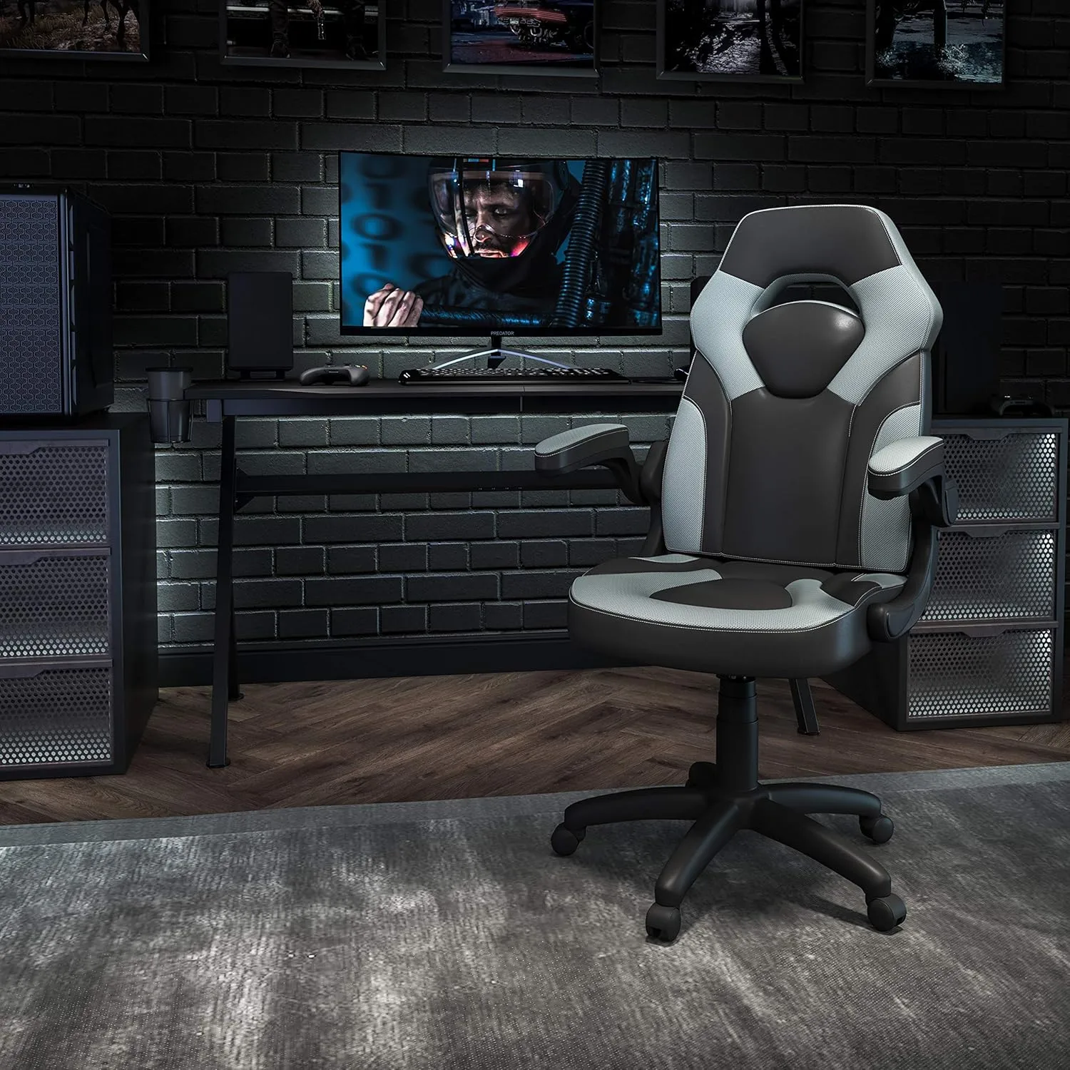 Flash Furniture X10 High-Back LeatherSoft Racing Style Gaming Chair with Flip-Up Arms
