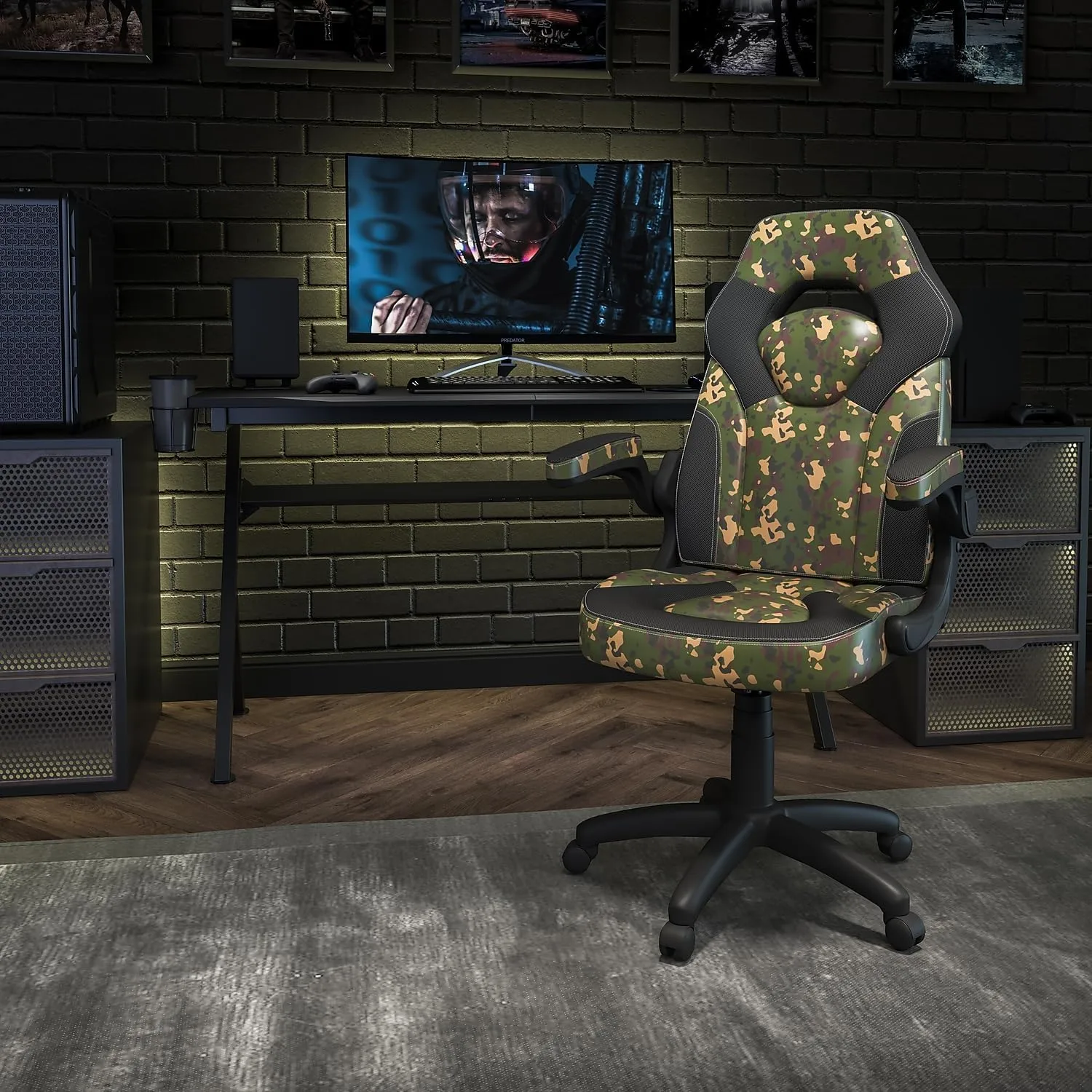 Flash Furniture X10 High-Back LeatherSoft Racing Style Gaming Chair with Flip-Up Arms