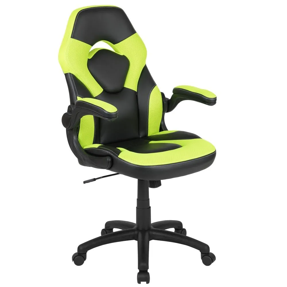 Flash Furniture X10 High-Back LeatherSoft Racing Style Gaming Chair with Flip-Up Arms