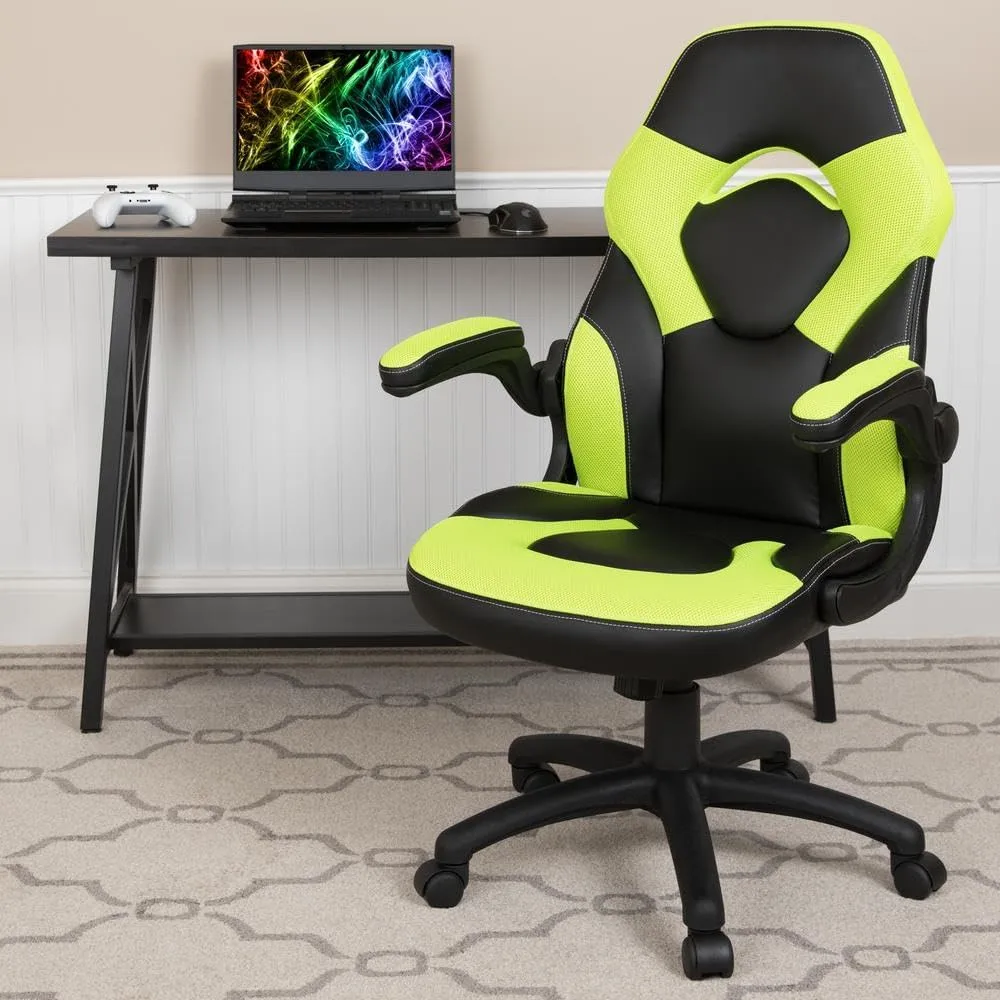 Flash Furniture X10 High-Back LeatherSoft Racing Style Gaming Chair with Flip-Up Arms