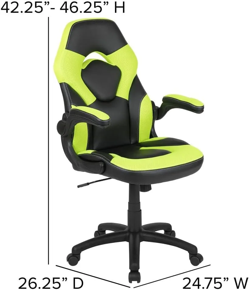 Flash Furniture X10 High-Back LeatherSoft Racing Style Gaming Chair with Flip-Up Arms