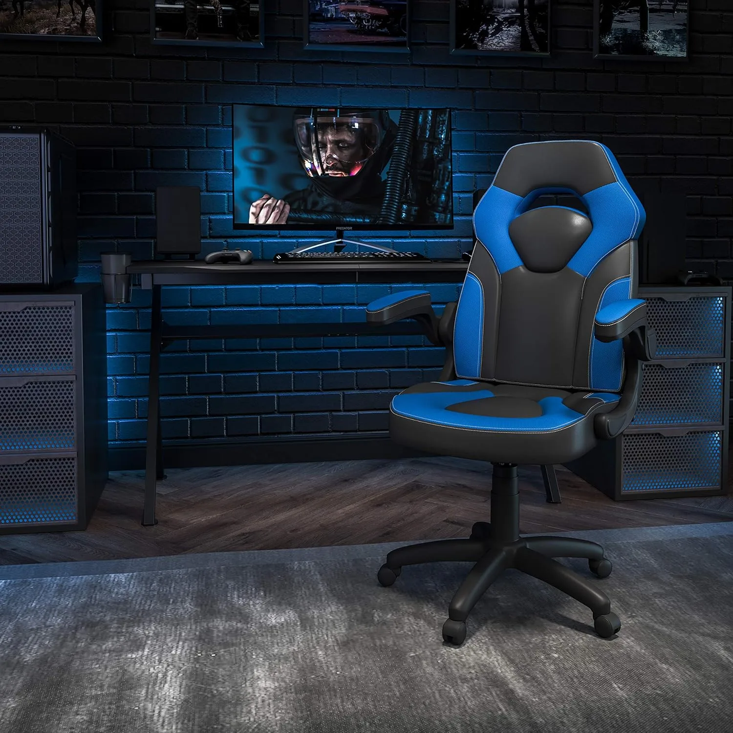 Flash Furniture X10 High-Back LeatherSoft Racing Style Gaming Chair with Flip-Up Arms