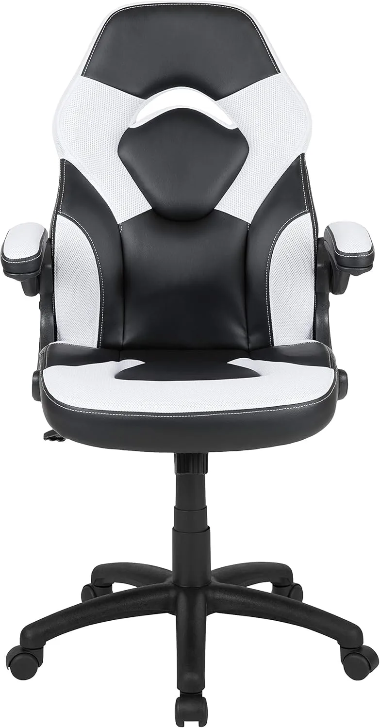 Flash Furniture X10 High-Back LeatherSoft Racing Style Gaming Chair with Flip-Up Arms