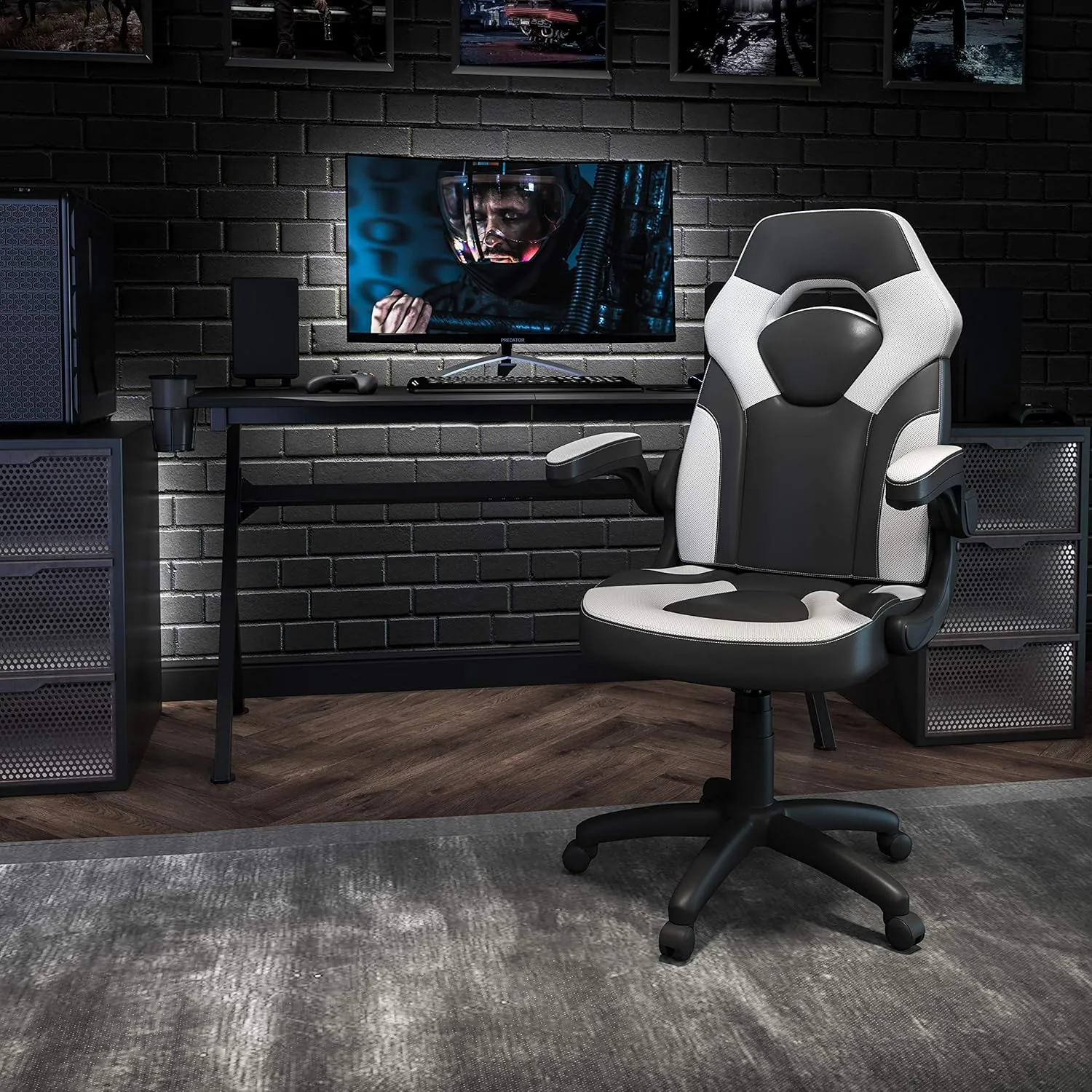 Flash Furniture X10 High-Back LeatherSoft Racing Style Gaming Chair with Flip-Up Arms