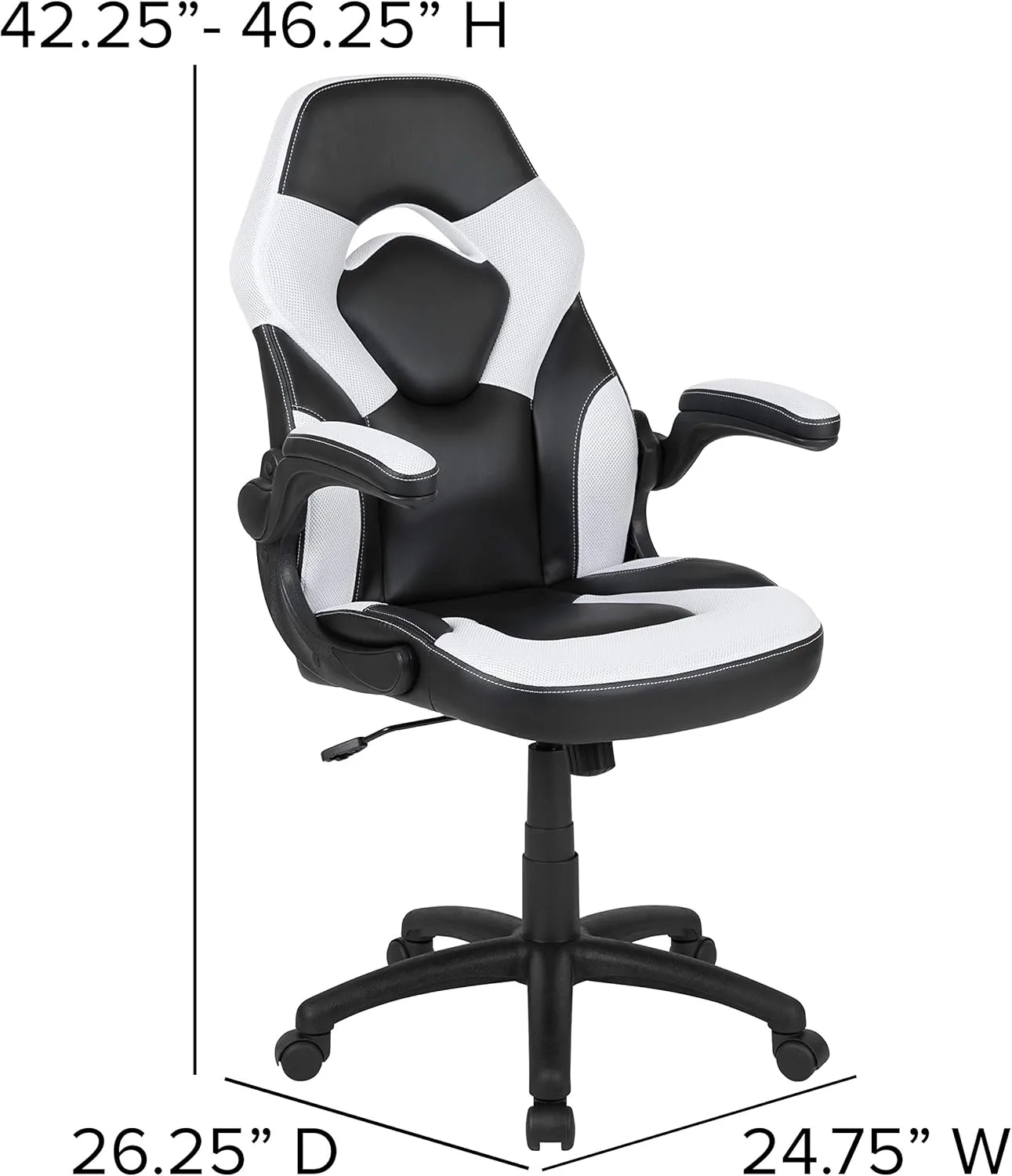 Flash Furniture X10 High-Back LeatherSoft Racing Style Gaming Chair with Flip-Up Arms