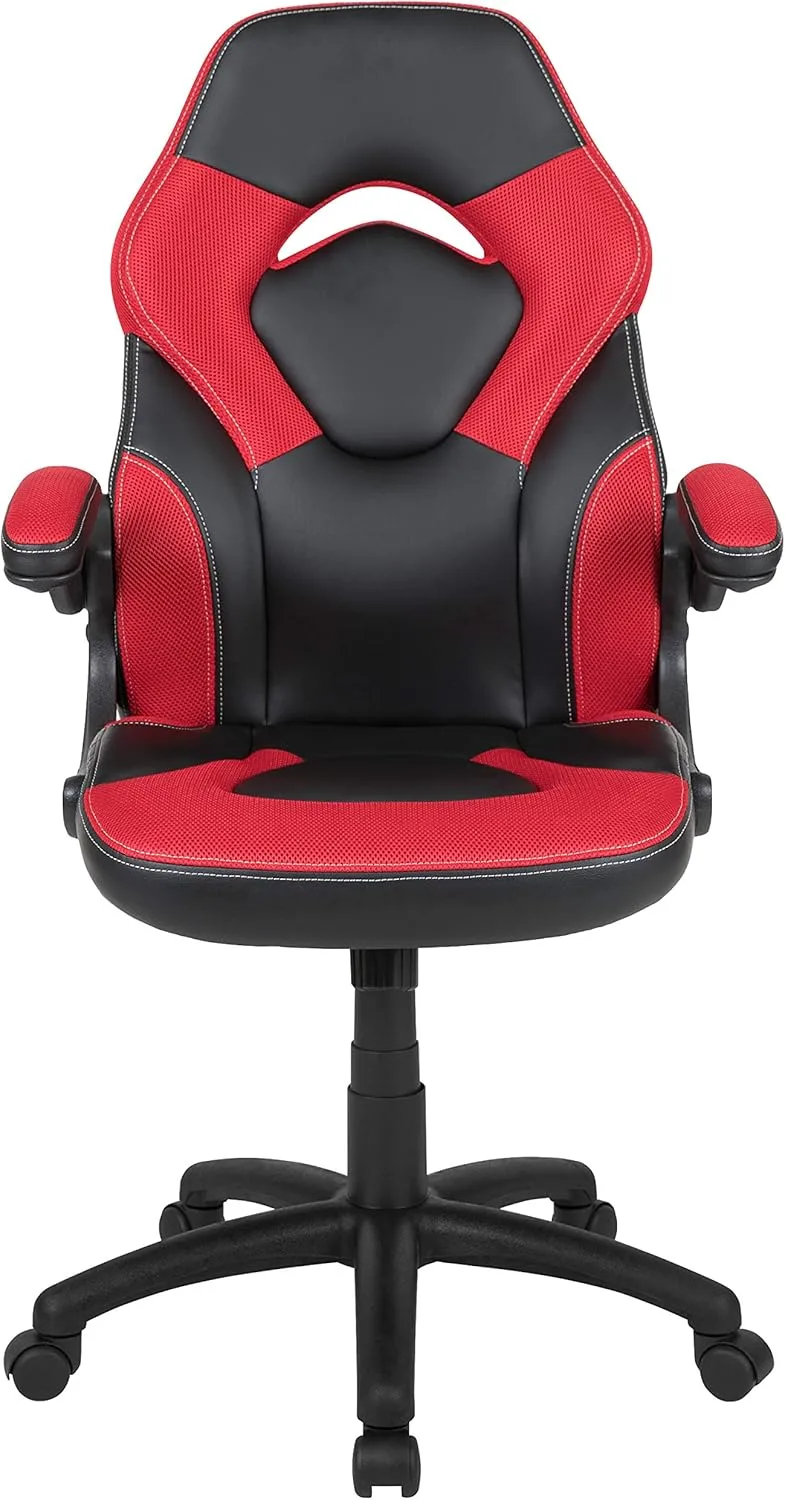 Flash Furniture X10 High-Back LeatherSoft Racing Style Gaming Chair with Flip-Up Arms