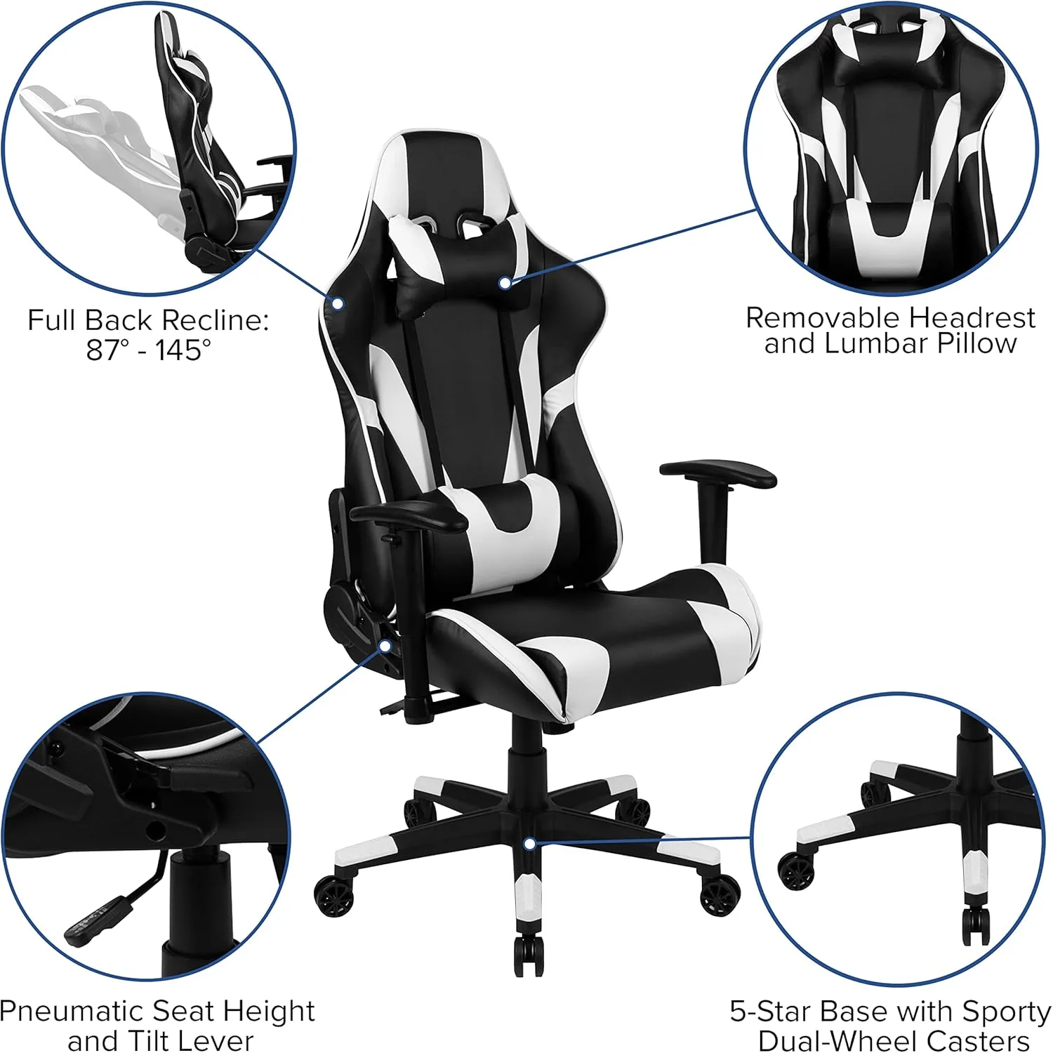Flash Furniture X20 X30 LeatherSoft Racing Gaming Chair Ergonomic High-Back Computer Chair