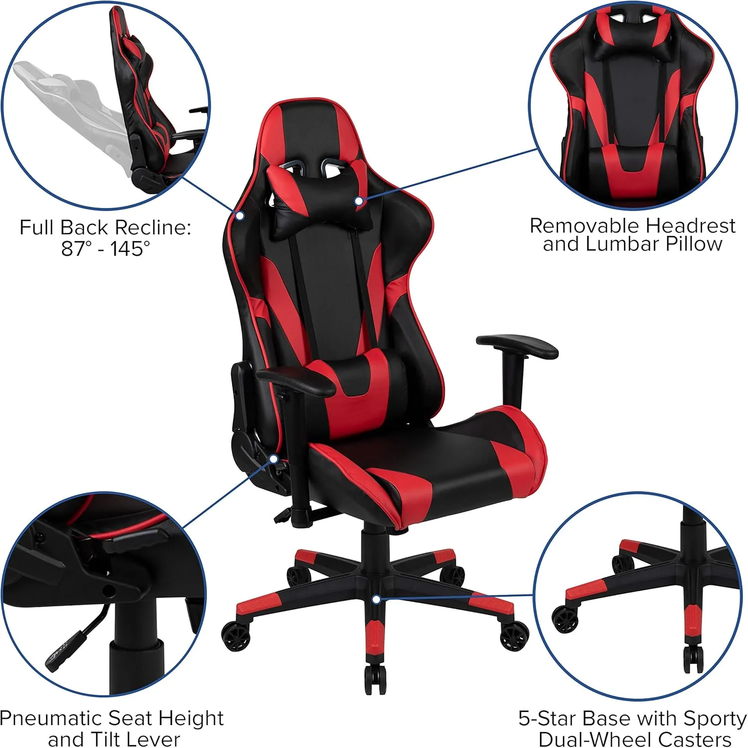 Flash Furniture X20 X30 LeatherSoft Racing Gaming Chair Ergonomic High-Back Computer Chair