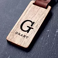 Wood Tag Keyring with Clip