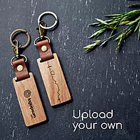 Wood Tag Keyring with Clip