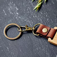 Wood Tag Keyring with Clip