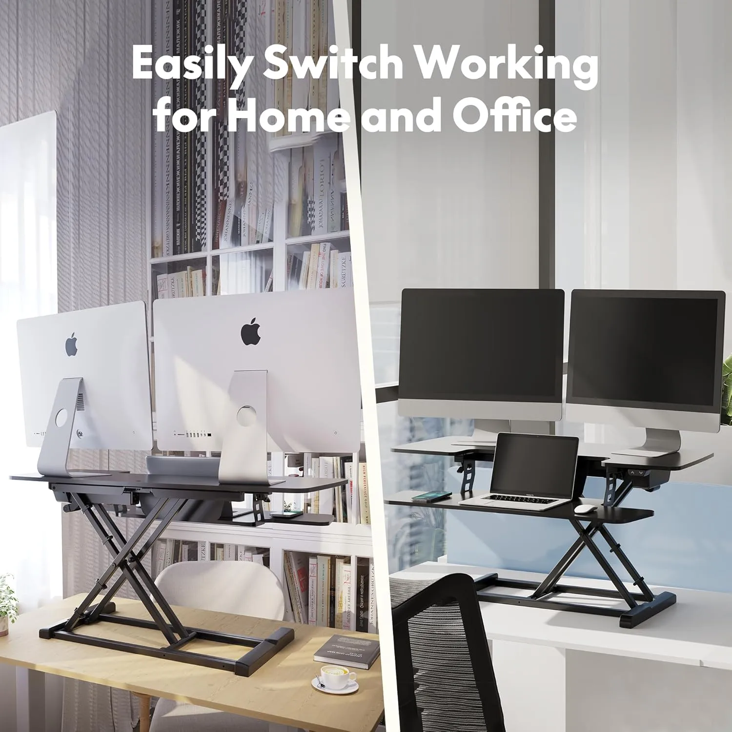 FLEXISPOT 40" Electric Height Adjustable Standing Desk Converter Motorized Stand-up Desk Riser with Quick Release Keyboard