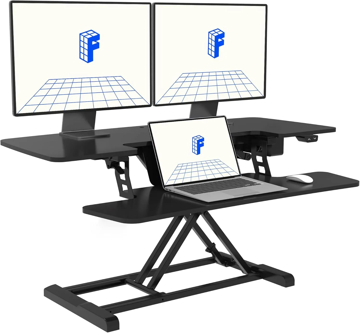 FLEXISPOT 40" Electric Height Adjustable Standing Desk Converter Motorized Stand-up Desk Riser with Quick Release Keyboard