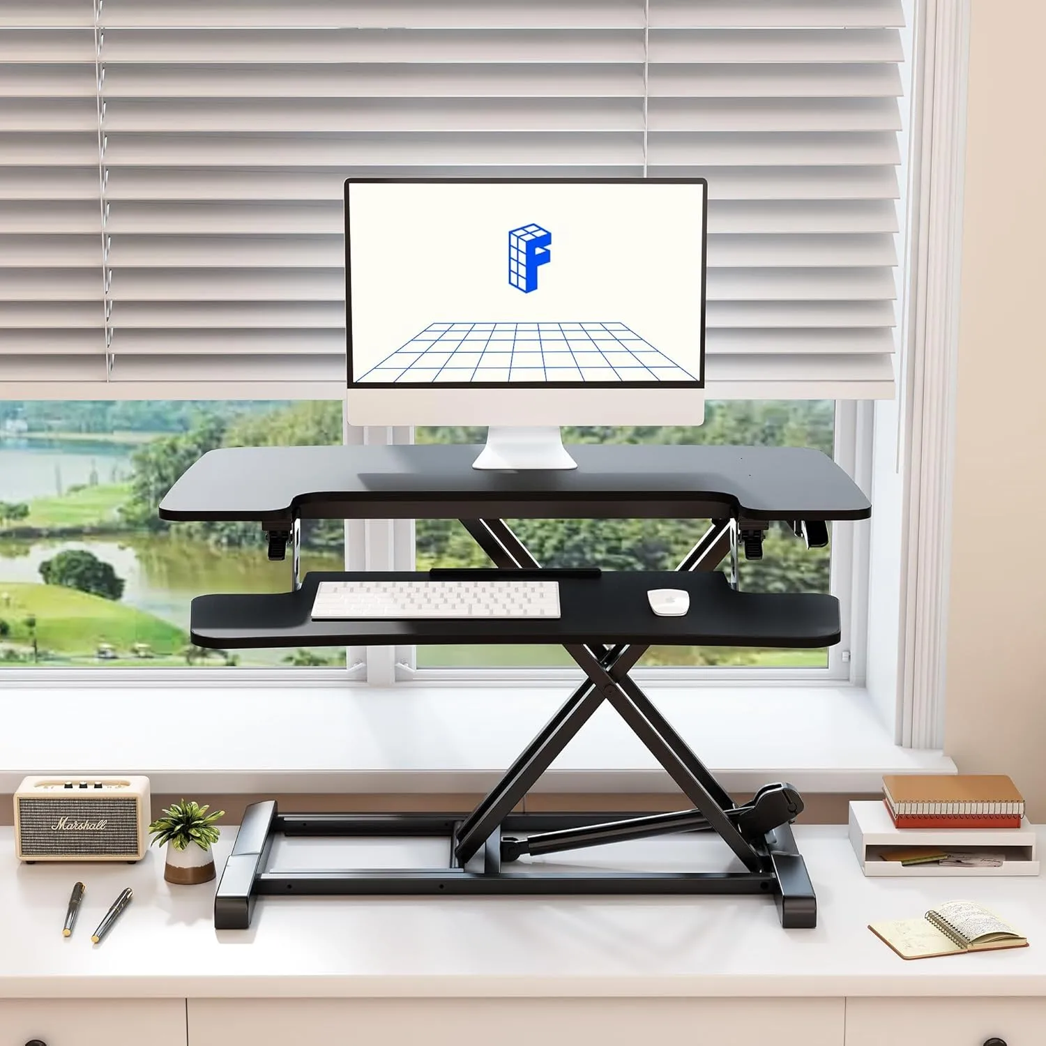 FlexiSpot M7-E Series Desk Riser, 4-3/4" to 19-3/4"H x 31-1/2"W x 16-5/16"D, Black