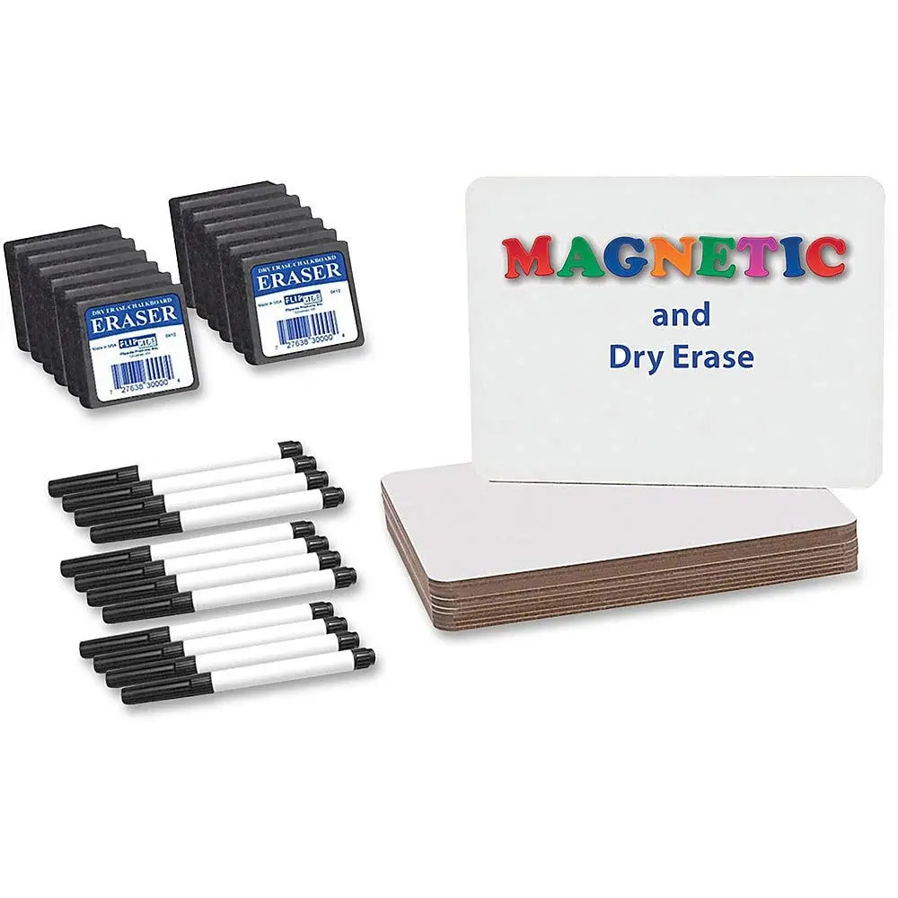 Flipside Magnetic Dry-Erase Board Class Pack, 9in x 12in, White, Set of 12